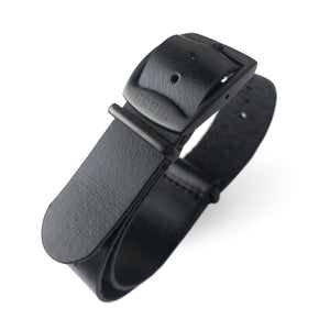 Black Leather Military Strap